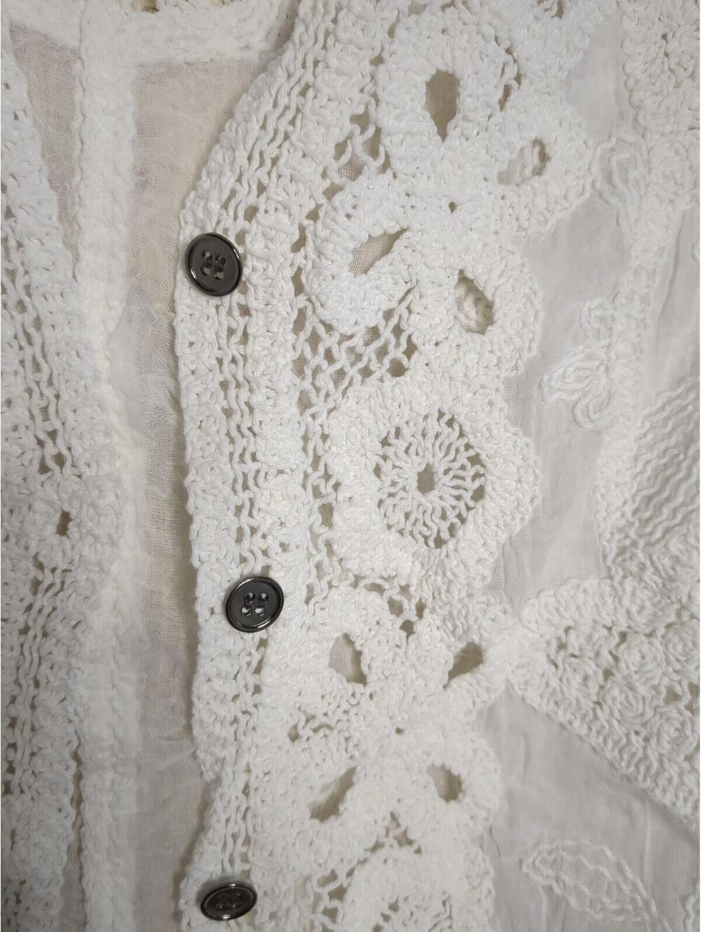 POL Open Front Crochet Heart Button Front Pattern Crochet Cardigan - Picture 4 of 7